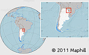 Gray Location Map of Pilcomayo, highlighted country, within the entire country, hill shading