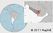 Gray Location Map of Pilcomayo, highlighted country, highlighted parent region, hill shading
