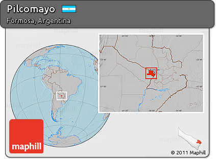 Gray Location Map of Pilcomayo, hill shading