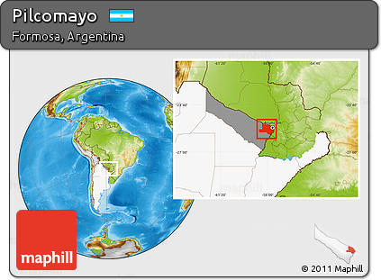 Physical Location Map of Pilcomayo, highlighted country, highlighted parent region