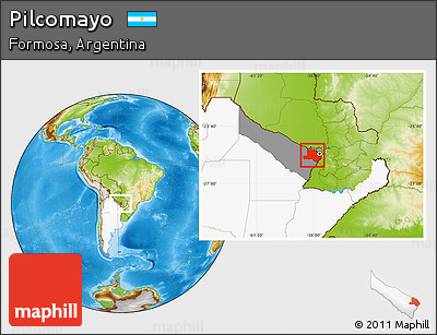 Physical Location Map of Pilcomayo, highlighted country, highlighted parent region