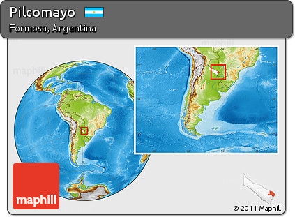 Physical Location Map of Pilcomayo, highlighted parent region, within the entire country