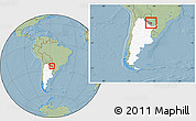 Savanna Style Location Map of Pilcomayo, highlighted country, highlighted parent region, within the entire country, hill shading