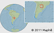 Savanna Style Location Map of Pilcomayo, highlighted parent region, within the entire country, hill shading