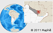 Shaded Relief Location Map of Pilcomayo, highlighted country, highlighted parent region