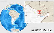 Shaded Relief Location Map of Pilcomayo, highlighted country