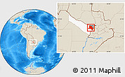 Shaded Relief Location Map of Pilcomayo, highlighted parent region