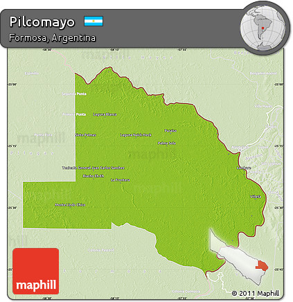 Physical Map of Pilcomayo, lighten