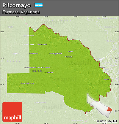Physical Map of Pilcomayo, lighten