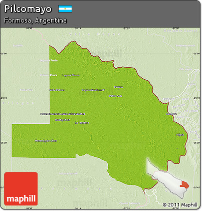 Physical Map of Pilcomayo, lighten