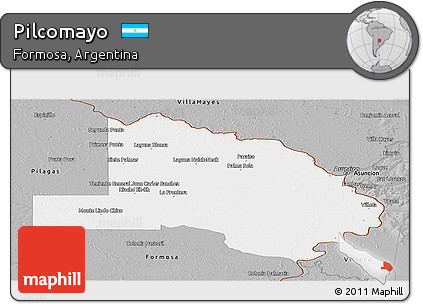 Gray Panoramic Map of Pilcomayo