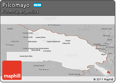 Gray Panoramic Map of Pilcomayo