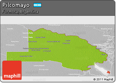 Physical Panoramic Map of Pilcomayo, lighten, desaturated