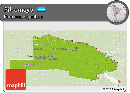 Physical Panoramic Map of Pilcomayo, lighten