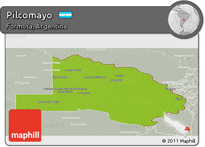 Physical Panoramic Map of Pilcomayo, lighten, semi-desaturated