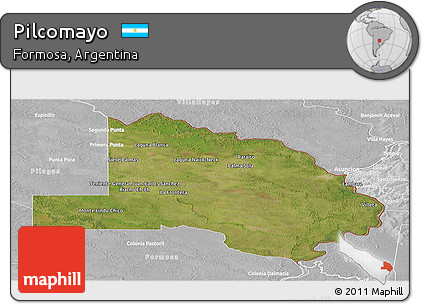 Satellite Panoramic Map of Pilcomayo, lighten, desaturated