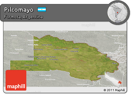 Satellite Panoramic Map of Pilcomayo, lighten, semi-desaturated