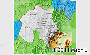 Physical 3D Map of Jujuy, political shades outside