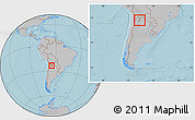 Gray Location Map of Ledesma, within the entire country, hill shading