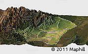 Satellite Panoramic Map of Ledesma, darken