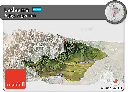 Satellite Panoramic Map of Ledesma, lighten