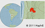 Savanna Style Location Map of Jujuy, hill shading