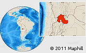 Shaded Relief Location Map of Jujuy