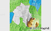 Physical Map of Jujuy, political shades outside