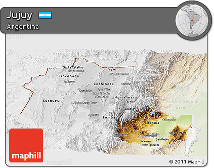Physical Panoramic Map of Jujuy, lighten