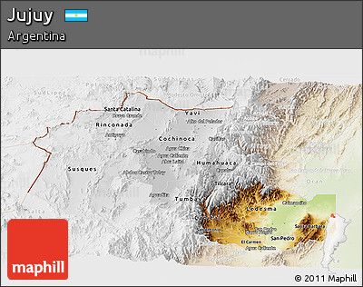 Physical Panoramic Map of Jujuy, lighten
