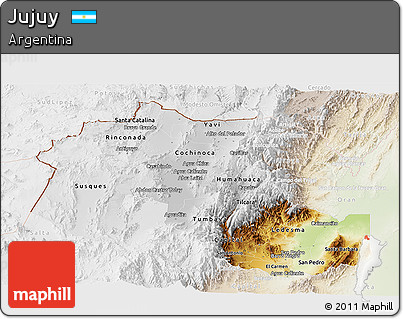 Physical Panoramic Map of Jujuy, lighten