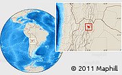 Shaded Relief Location Map of Tilcara