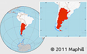 Gray Location Map of Argentina, highlighted continent