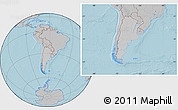 Gray Location Map of Argentina, hill shading outside