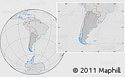 Gray Location Map of Argentina, lighten, desaturated, hill shading