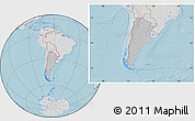 Gray Location Map of Argentina, lighten, desaturated, land only, hill shading
