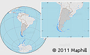 Gray Location Map of Argentina, lighten, desaturated, land only