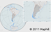 Gray Location Map of Argentina, lighten, hill shading