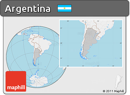 Gray Location Map of Argentina, lighten, land only