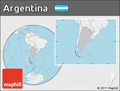 Gray Location Map of Argentina, lighten, land only