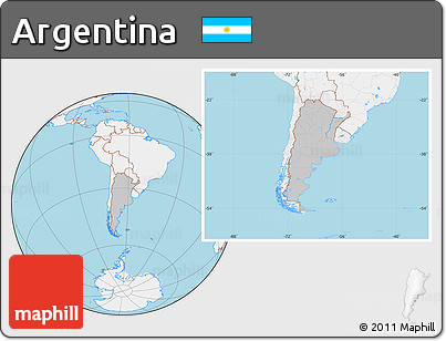 Gray Location Map of Argentina, lighten, land only