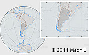 Gray Location Map of Argentina, lighten, semi-desaturated, hill shading