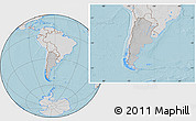 Gray Location Map of Argentina, lighten, semi-desaturated, land only, hill shading