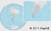 Gray Location Map of Argentina, lighten, semi-desaturated, land only