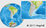 Gray Location Map of Argentina, physical outside, hill shading