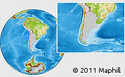 Gray Location Map of Argentina, physical outside