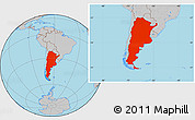 Gray Location Map of Argentina