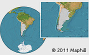 Gray Location Map of Argentina, satellite outside