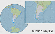 Gray Location Map of Argentina, savanna style outside, hill shading outside