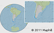 Gray Location Map of Argentina, savanna style outside, hill shading